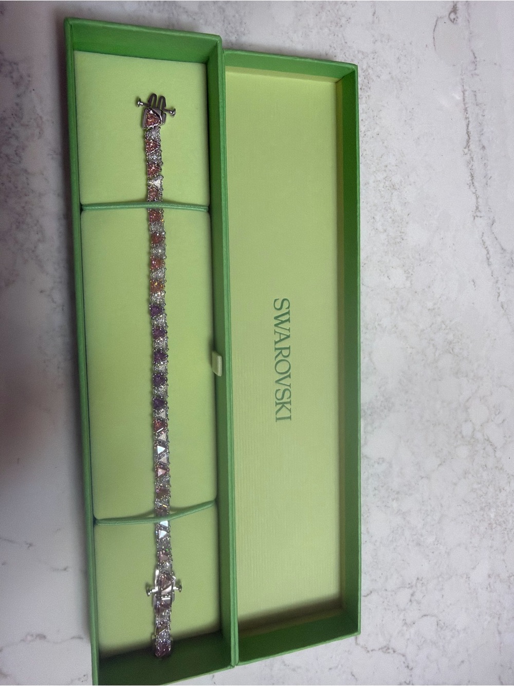 Swarovski Rainbow Crystal Tennis Bracelet - Silver-Tone
